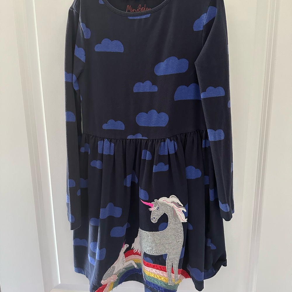 Mini Boden Blue Cloud Unicorn Dress